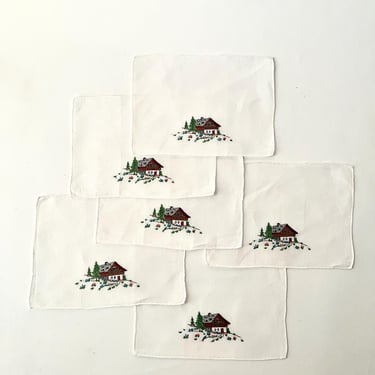 Embroidered Cabin Napkins Set of 6 