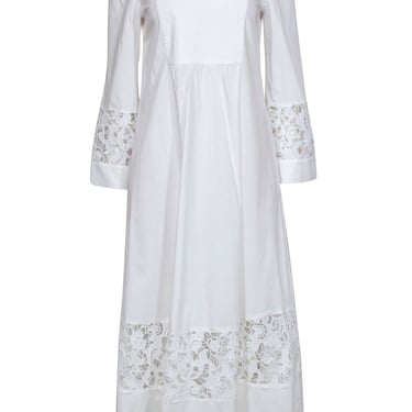 Tuckernuck - White Long Sleeve Maxi Dress w/ Lace details Sz S