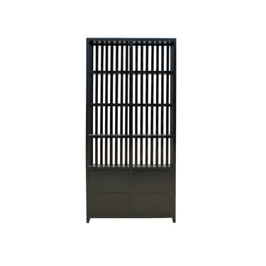 Black Lacquer Bars 4 Drawers Zen Minimalist Bookcase Display Cabinet ws4749E 