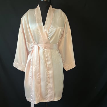 Christian Dior pink robe designer pale silky wrapper OSFM 