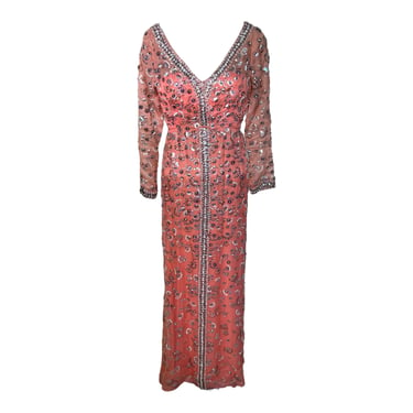 Malcolm Starr Early 1970's Pink Embellished Gown