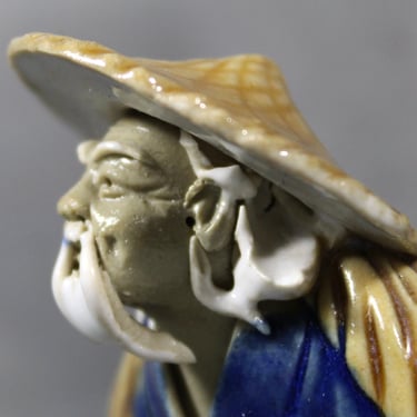 Vintage Chinese Mud Man |  Hand Carved, Original Work of Art | Glazed Clay Sculpture | Folk Art 