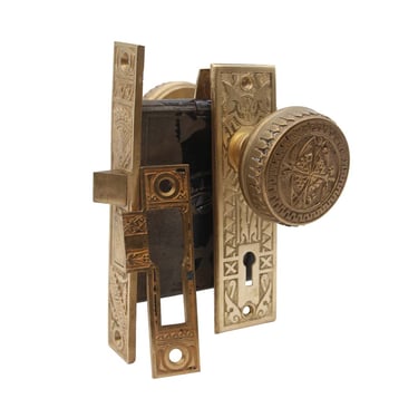 Antique Complete Branford Brass Vernacular Door Set