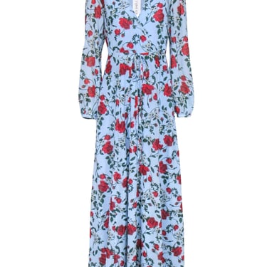 Yumi Kim - Blue w/ Red & White Floral Print Maxi Dress Sz M