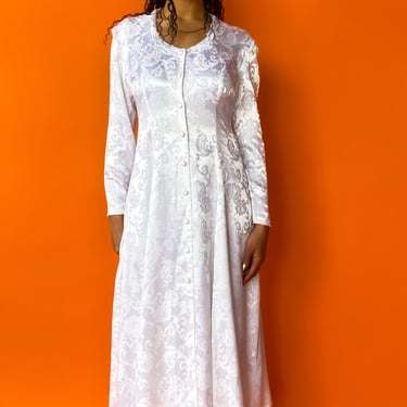 1990s Button Up Brocade Wedding Dress, sz. S