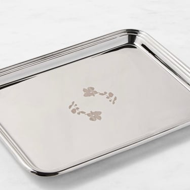 Nickel Bar Tray with Etched Floral Motif