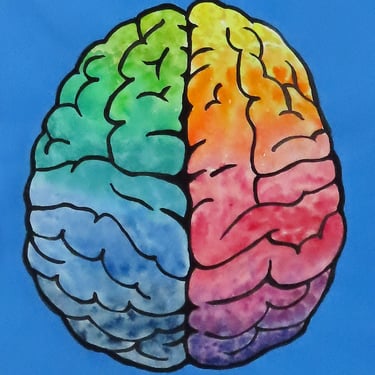 Full Spectrum Brain  -  original watercolor painting - neuroscience art 
