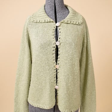 Seafoam Green Knit Shell Button Sweater By Wind River, M/L