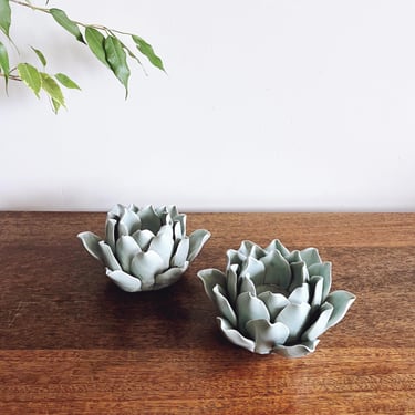 Vintage Ceramic Succulent Tealight Candle Holders 