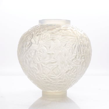 René Lalique 1920s Gui Frosted Glass Vase 