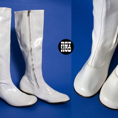 DEADSTOCK - MOD DREAM Vintage 60s White Vinyl Mod GoGo Boots 