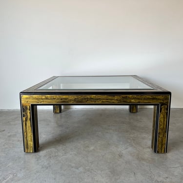 Bernard Rohne Acid Etched Brass Coffee Table 