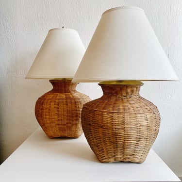 Pair of Wicker Lamps