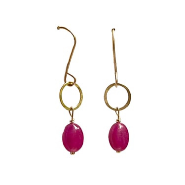 Debbie Fisher | Ruby Bead on Gold Fill Wire Earring