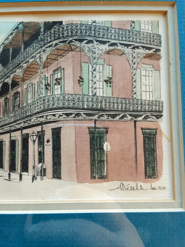 New Orleans French Quarter Balcony By A Delilah - Framed And Matted