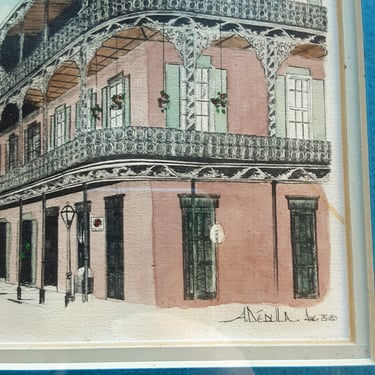 New Orleans French Quarter Balcony By A Delilah - Framed And Matted