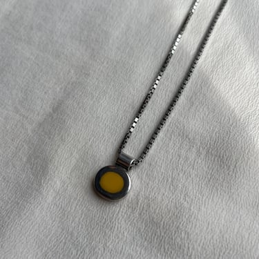 yellow stone silver necklace N052