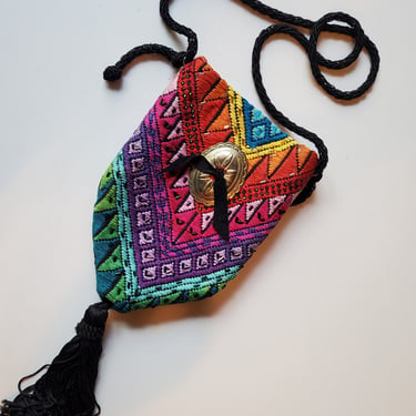 Fabric purse with bead deco and tassel 
