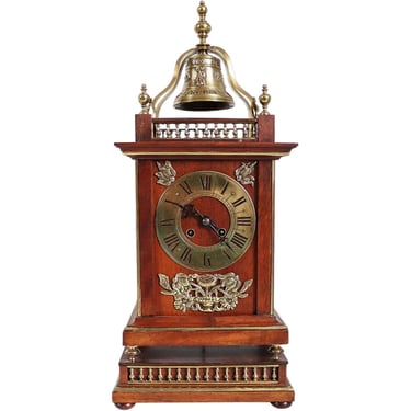 1890 Antique French Parisian Planchon Henri II Revival Walnut and Brass Bracket Clock 