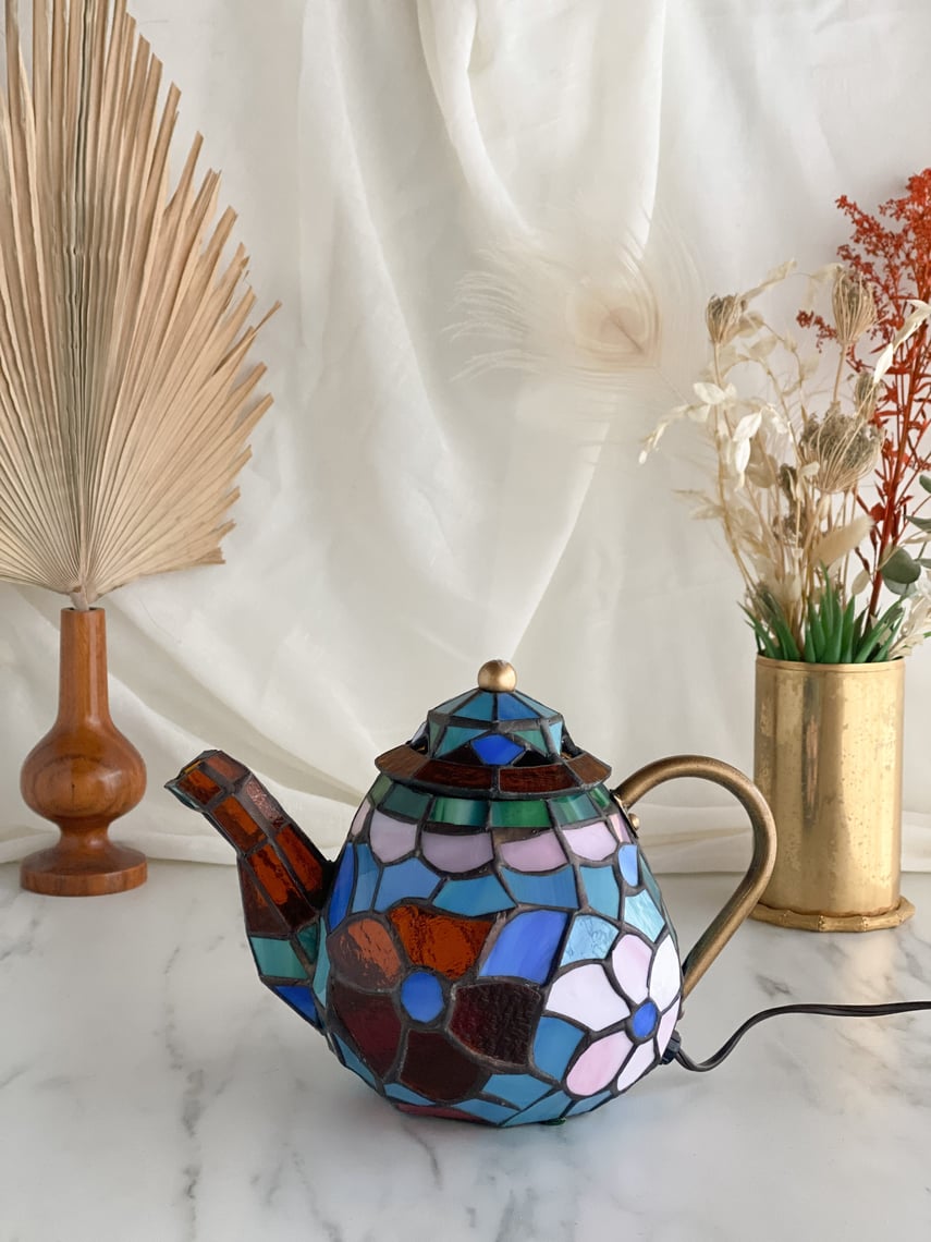 Vintage Stained Glass Teapot Lamp Sunbeam Vintage Highland Park