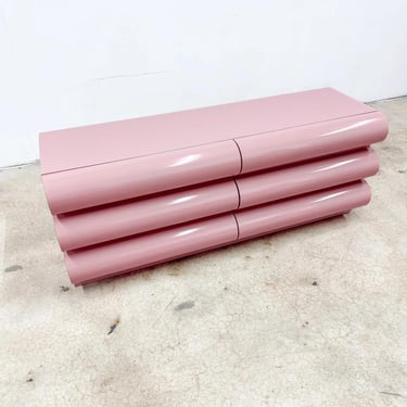 Pink Laminate Bullnose Lowboy Dresser *MESSAGE US for shipping quote* 