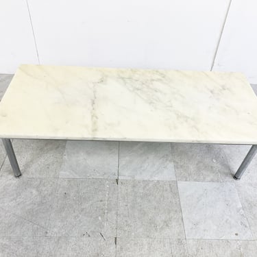 Vintage white marble coffee table, 1960s - marble cocktail table - stone coffee table - white marble - living room table 