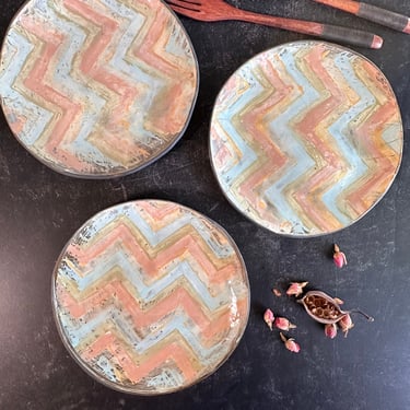 Set of three Unique ceramic plate,side plate,  housewarming gifts, handmade pottery , ready to ship 