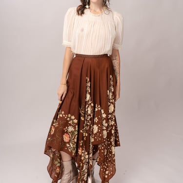 1940’s Brown Embroidered Handkerchief Skirt