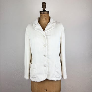 Vintage 60s White Wide Wale Ivory Mod Corduroy Jacket by Majestic 