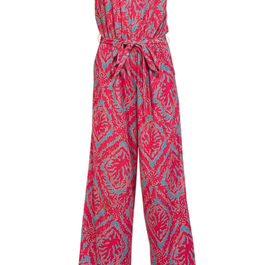 Lilly Pulitzer - Pink & Blue Underwater Coral Print Strapless Jumpsuit Sz M