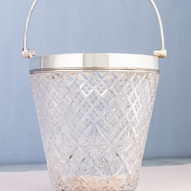 Vintage Silverplate & Cut Crystal Ice Pail