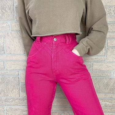 80's Roper Bright Pink Western Jeans / Size 23 24 