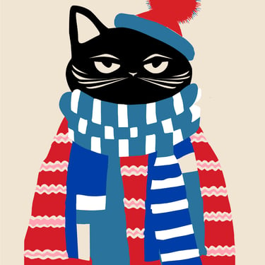 Holiday Cat Postcards - Warm Wishes Dandy Cat