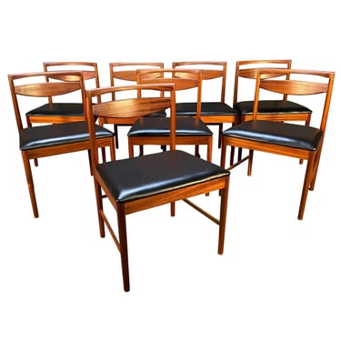 Set of 8 Vintage British Mid Century Modern Mahogany Dining Chairs by a.h. McIntosh Ltd 