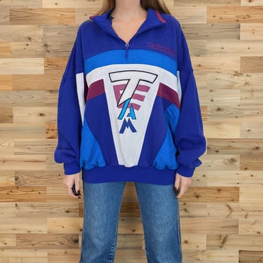 Vintage Adidas Team Quarter Zip Pullover Colorblock Sweatshirt 