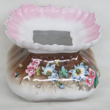 Carl Tielsch Altwasser 4624 Porcelain Brown and Pink Floral Ladies Spitoon 3354B