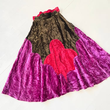 1970s Velvet Colorblock Skirt 