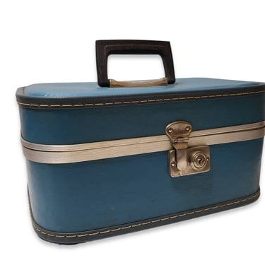 Vintage Travel Joy Suitcase Travel Joy 50s-60s Blue/Grey Tweed