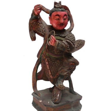 Vintage Wooden Carved Home Guardian God Figure s263E 