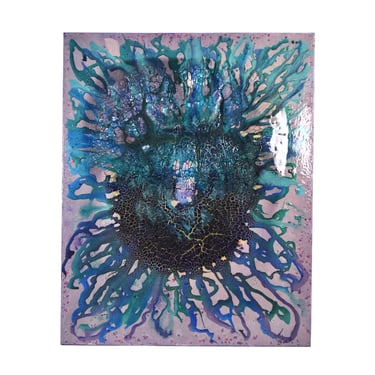 Phyllis Toburen 4’x5’ “Sea of Love” Abstract Sculptural Enamel Painting Earth Crust 