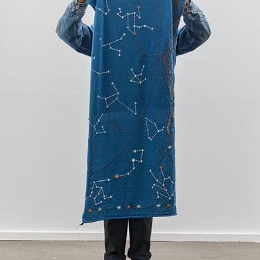 Kapital Fulling Wool Scarf Constellation, Blue