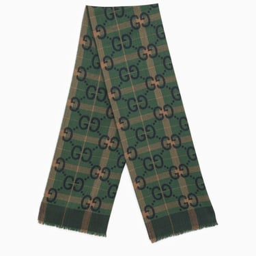 GUCCI Green wool jacquard scarf