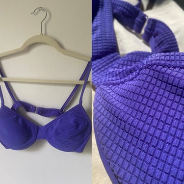 Vintage Purple Grid Underwire Bikini Top 