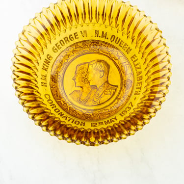 Vintage Coronation 1937 Amber Glass Bowl