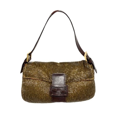 Fendi Bronze Beaded Baguette Bag