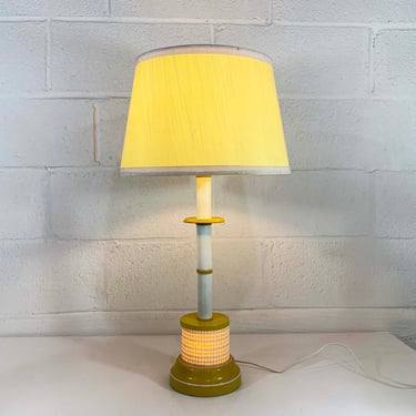 Vintage Yellow Table Lamp Light Shade Kawaii Kitsch Dopamine Decor Mid-Century 1960s 60s Accent Lighting Nightstand Nursery Kid's Room 