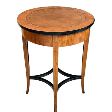 Austrian Biedermeier Circular Work Table with Ebonized Highlights