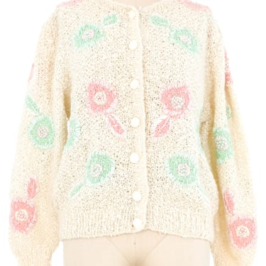 Cream Floral Knit Cardigan