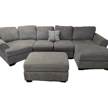 Ashley Gray Snuggler Sectional with Ottoman