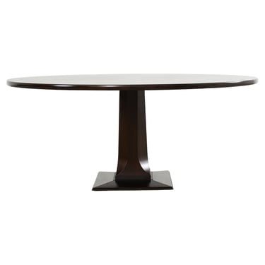 Walnut Bronzed Iron Pedestal Dining Table by Troscan